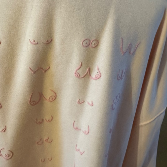 Fabletics The Boobies Breast Cancer Awareness Crewneck Sweatshirt, size 3X - Picture 5 of 8